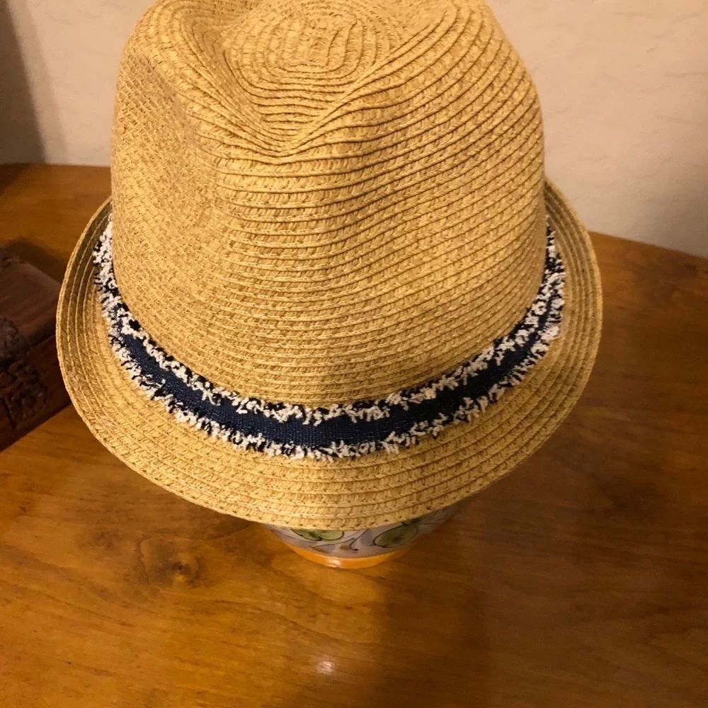 Tan Fedora with Denim Trim